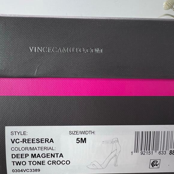 Vince Camuto Reesera Deep Magenta Croco Sandal Women's 5M NWB Barbie - Picture 11 of 11